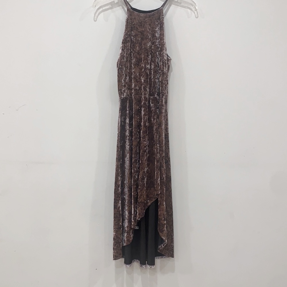 Purple Velvet High-Low Evening Dress
